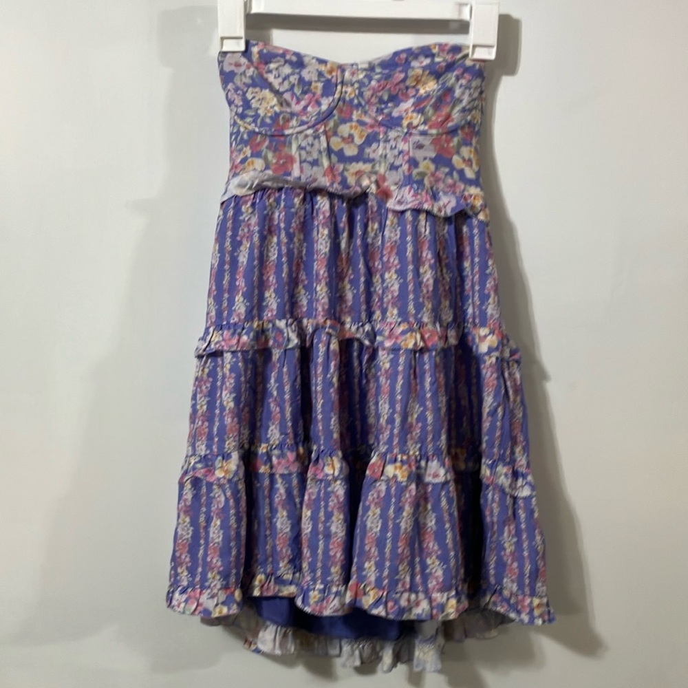 Altar’d State Purple and Yellow Strapless Dress- Size S
